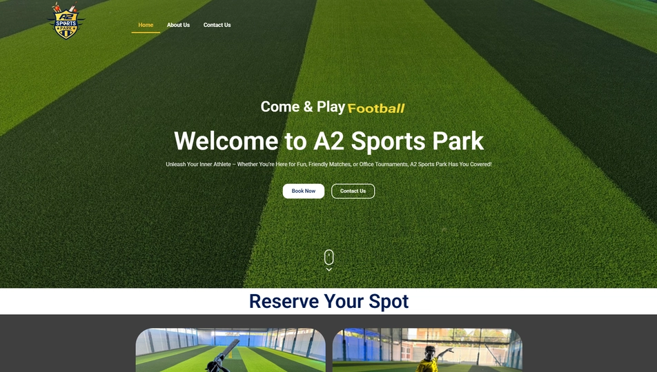 Sports portfolio website developed for A2 Sport