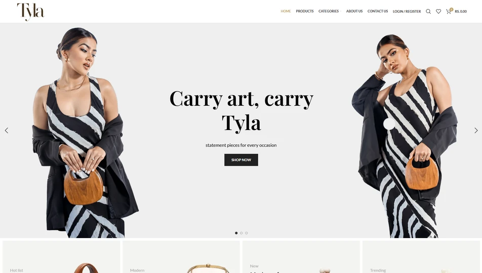 Portfolio website developed for Tyla brand